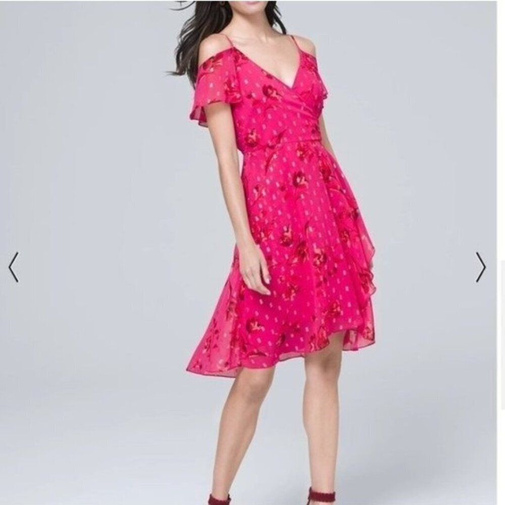 NWOT White House Black Market Floral Cold-Shoulder Blouson Dress